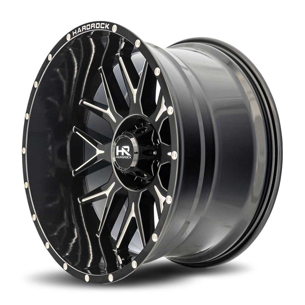 Aluminum Wheels Affliction XPosed 22x12 6x135 -44 87.1 Gloss Black Milled Hardrock Offroad