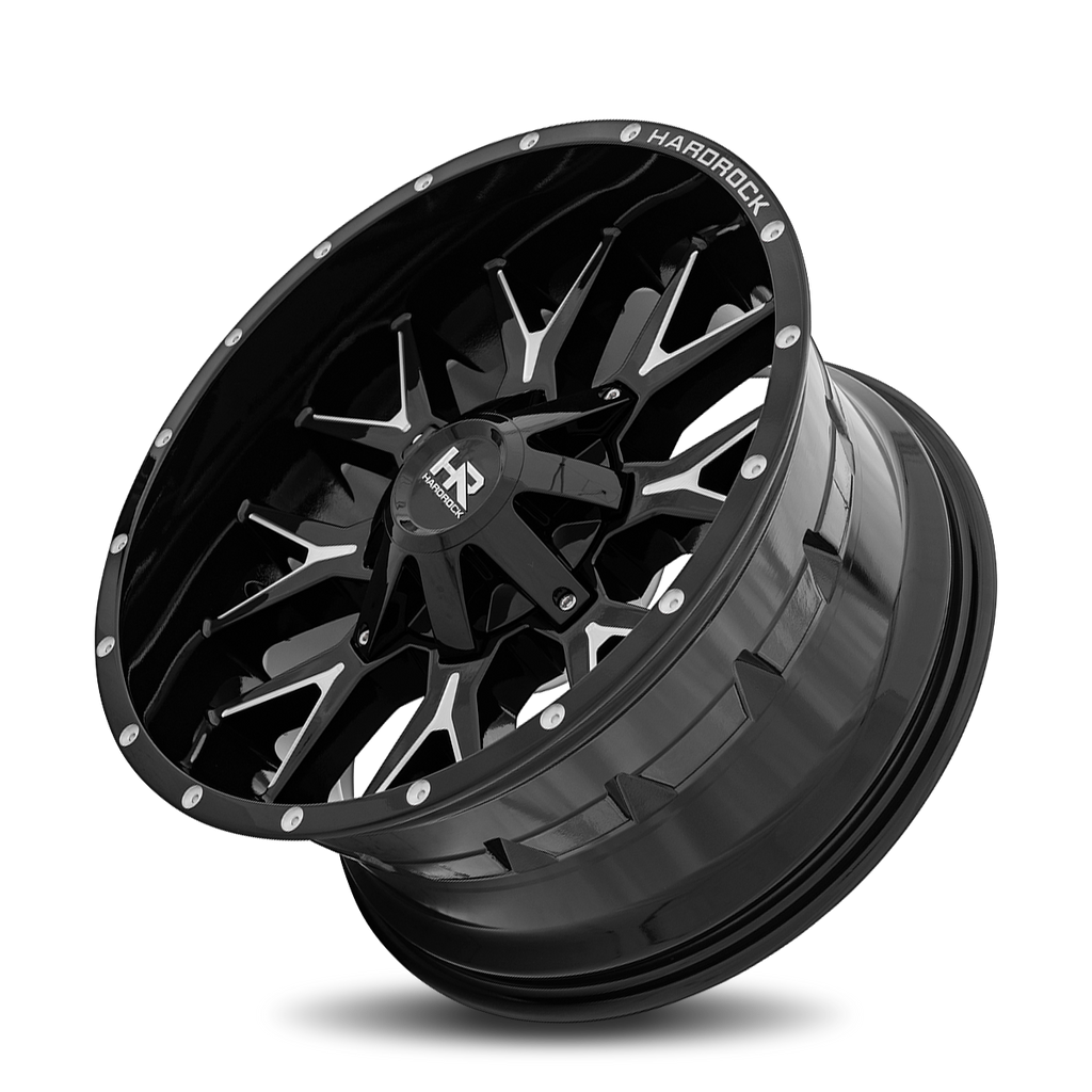 Aluminum Wheels Affliction 20x9 8x180 0 124.3 Gloss Black Milled Hardrock Offroad