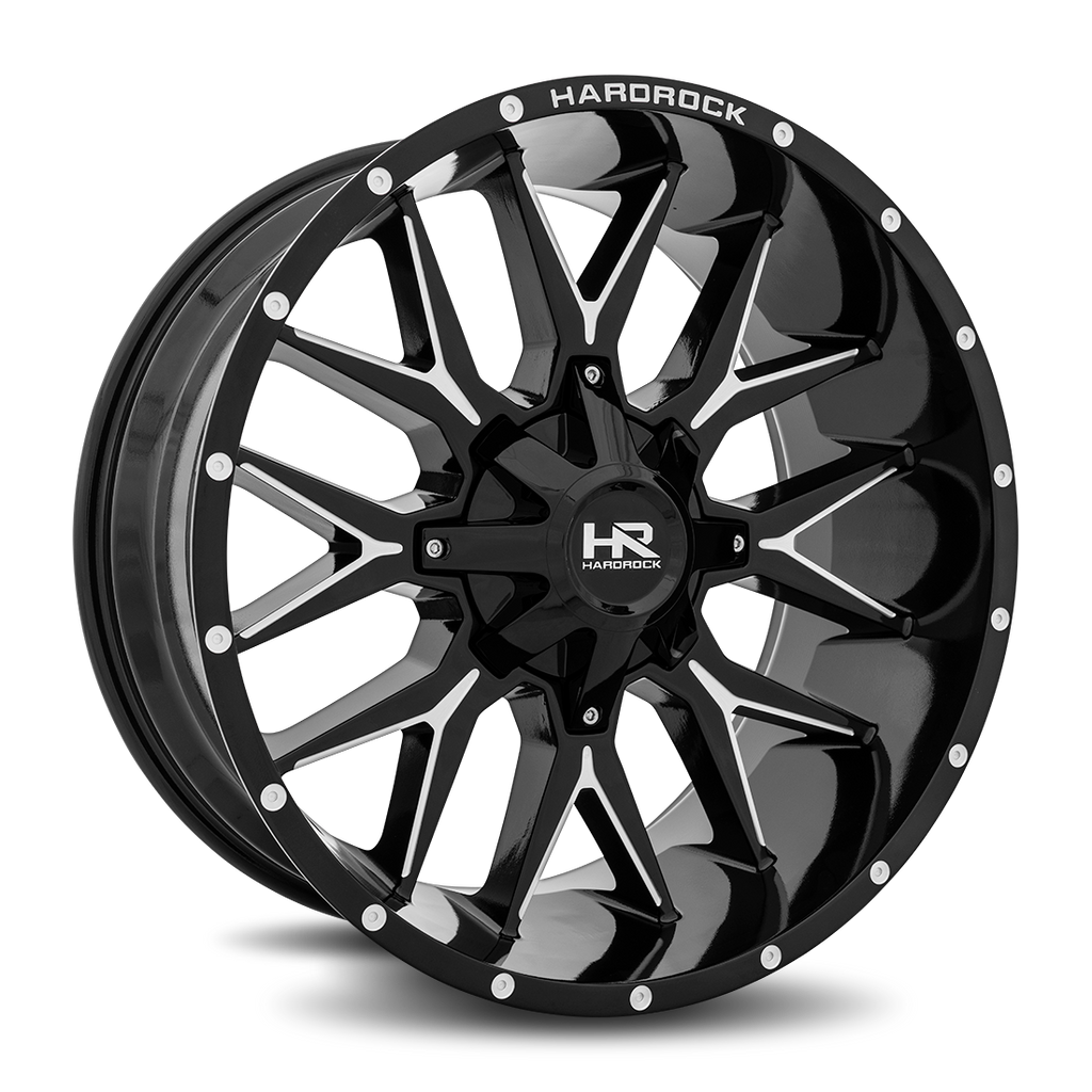 Aluminum Wheels Affliction 22x10 6x135/139.7 -19 108 Gloss Black Milled Hardrock Offroad