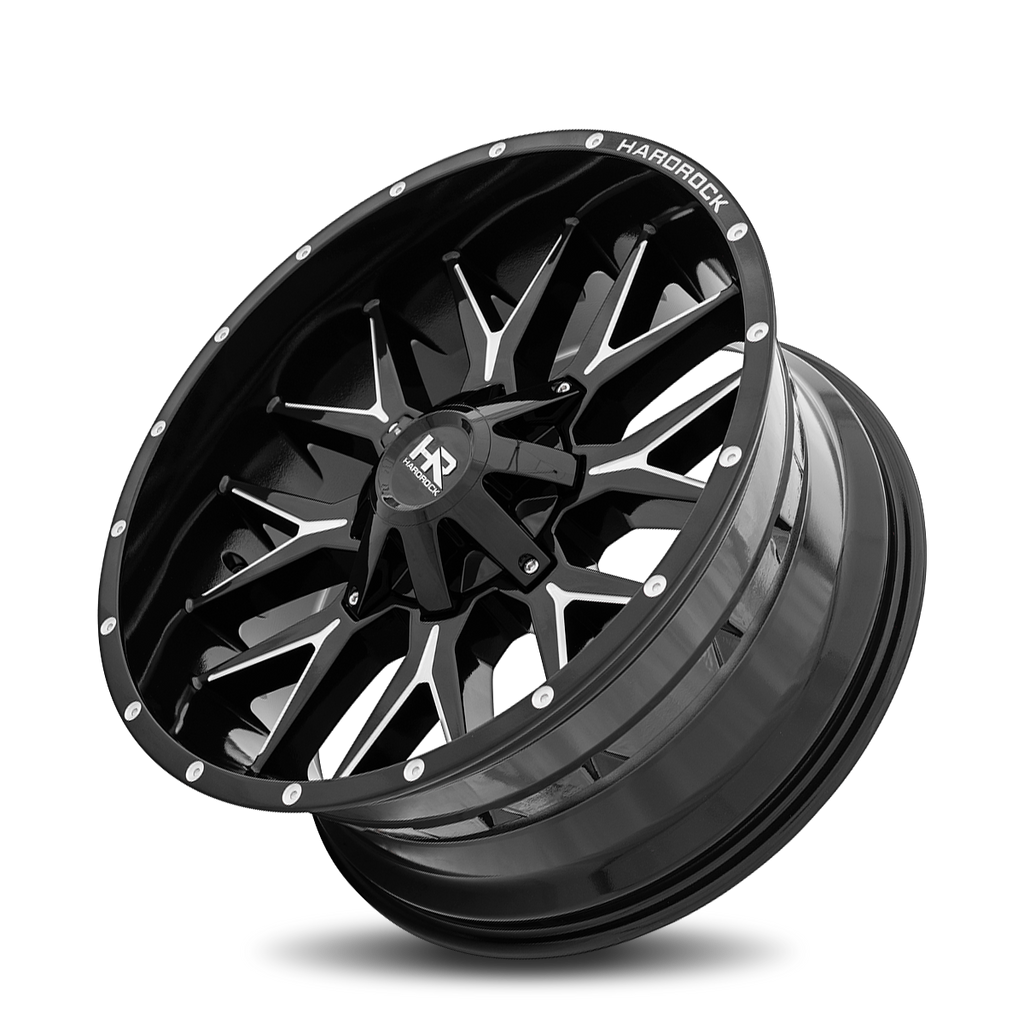 Aluminum Wheels Affliction 22x10 8x170 -19 125.2 Gloss Black Milled Hardrock Offroad