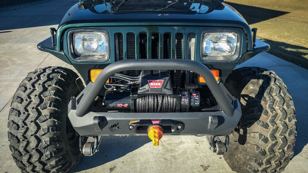 Jeep Wrangler CJ/YJ/TJ Pyro Stubby Front Bumper - Flat Top Stinger - CrawlTek Revolution