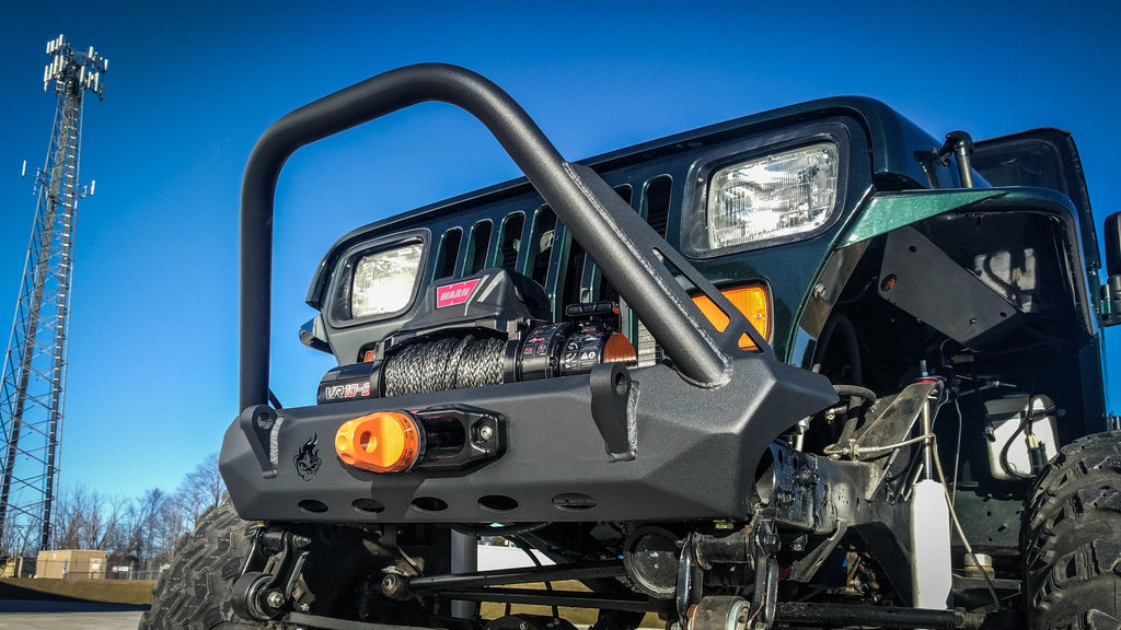 Jeep Wrangler CJ/YJ/TJ Pyro Stubby Front Bumper - Flat Top Stinger - CrawlTek Revolution