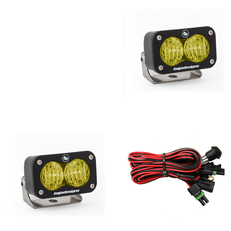 LED Work Light Amber Lens Wide Cornering Pattern Pair S2 Sport Baja Designs