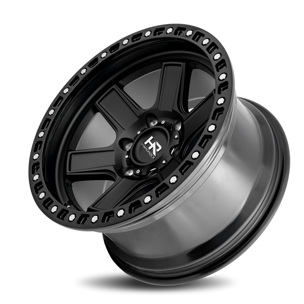 Aluminum Wheels H104 17x9 6x139.7 1 108 Matte Black-Black B/L Hardrock Offroad