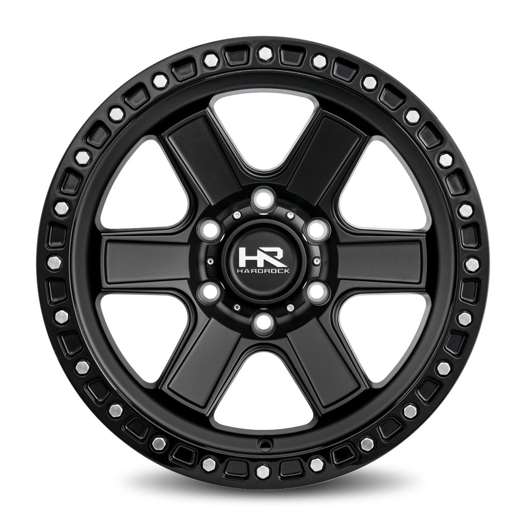 Aluminum Wheels H104 17x9 6x139.7 -12 108 Matte Black-Black B/L Hardrock Offroad