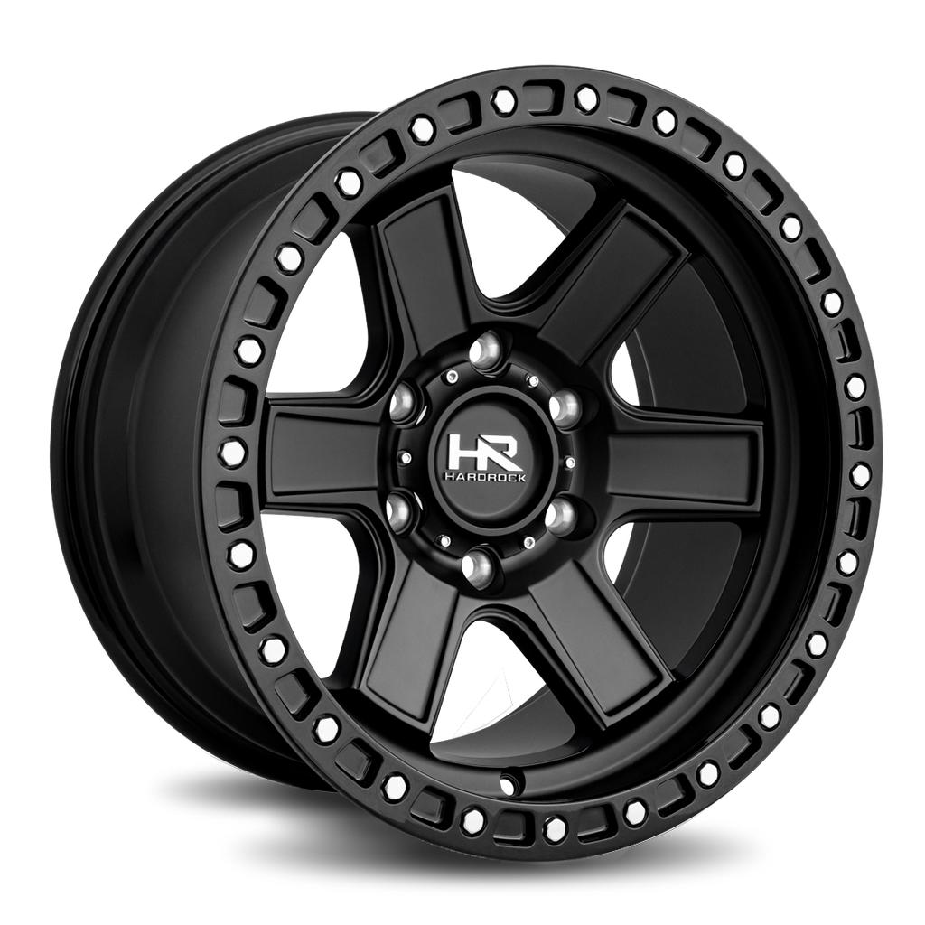 Aluminum Wheels H104 17x9 6x139.7 -12 108 Matte Black-Black B/L Hardrock Offroad