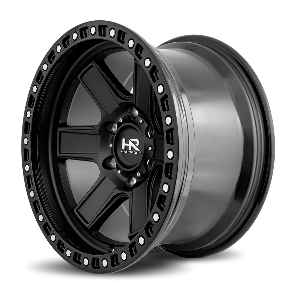 Aluminum Wheels H104 17x9 6x139.7 -12 108 Matte Black-Black B/L Hardrock Offroad