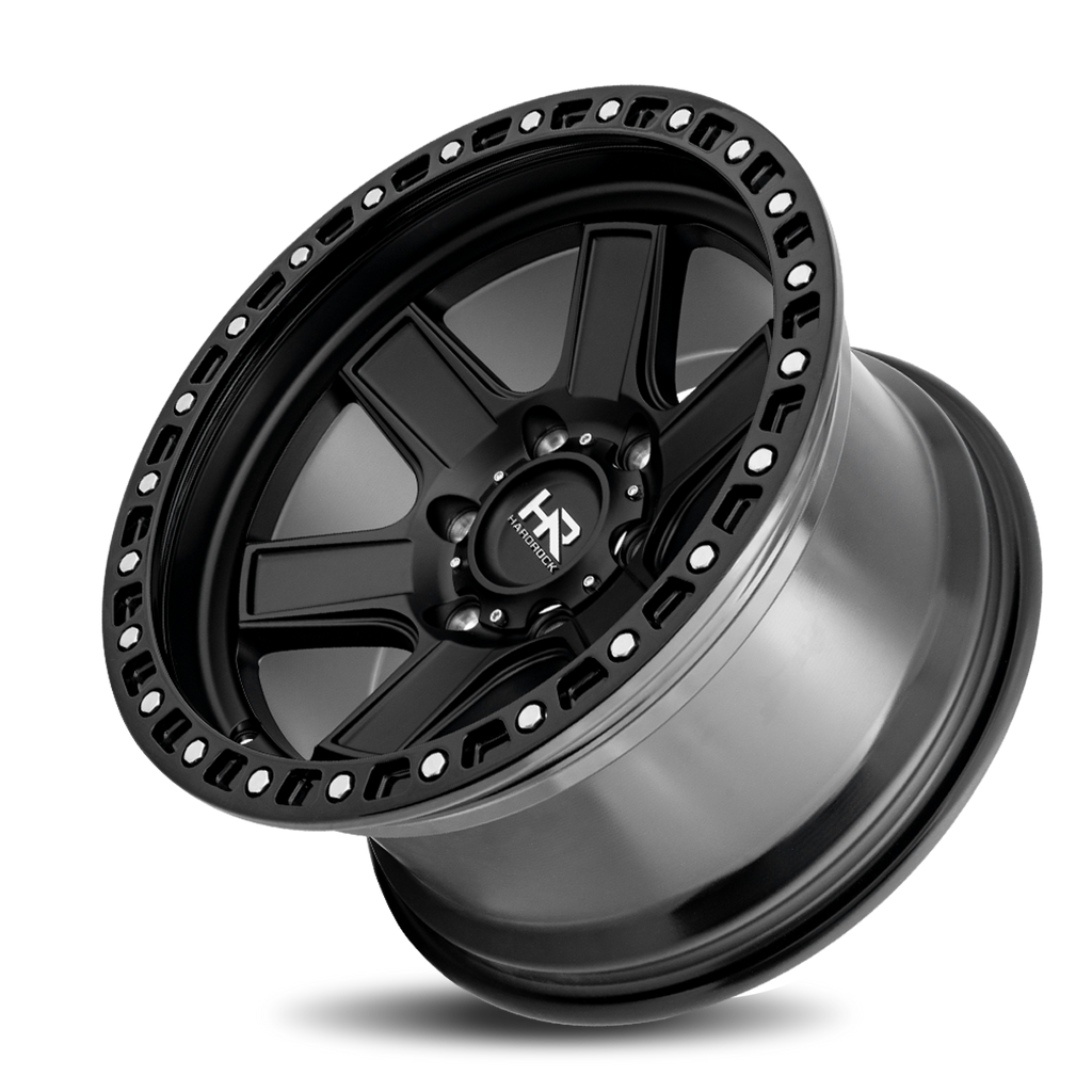 Aluminum Wheels H104 17x9 6x139.7 -12 108 Matte Black-Black B/L Hardrock Offroad