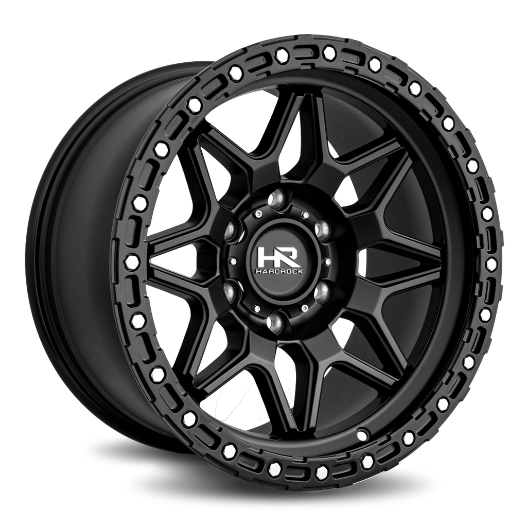 Aluminum Wheels H105 17x9 6x135 1 87.1 Matte Black-Black B/L Hardrock Offroad