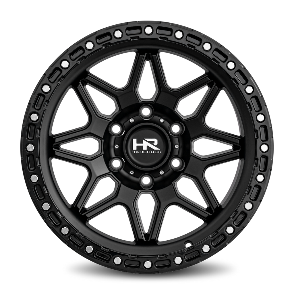 Aluminum Wheels H105 17x9 6x135 -12 87.1 Matte Black-Black B/L Hardrock Offroad