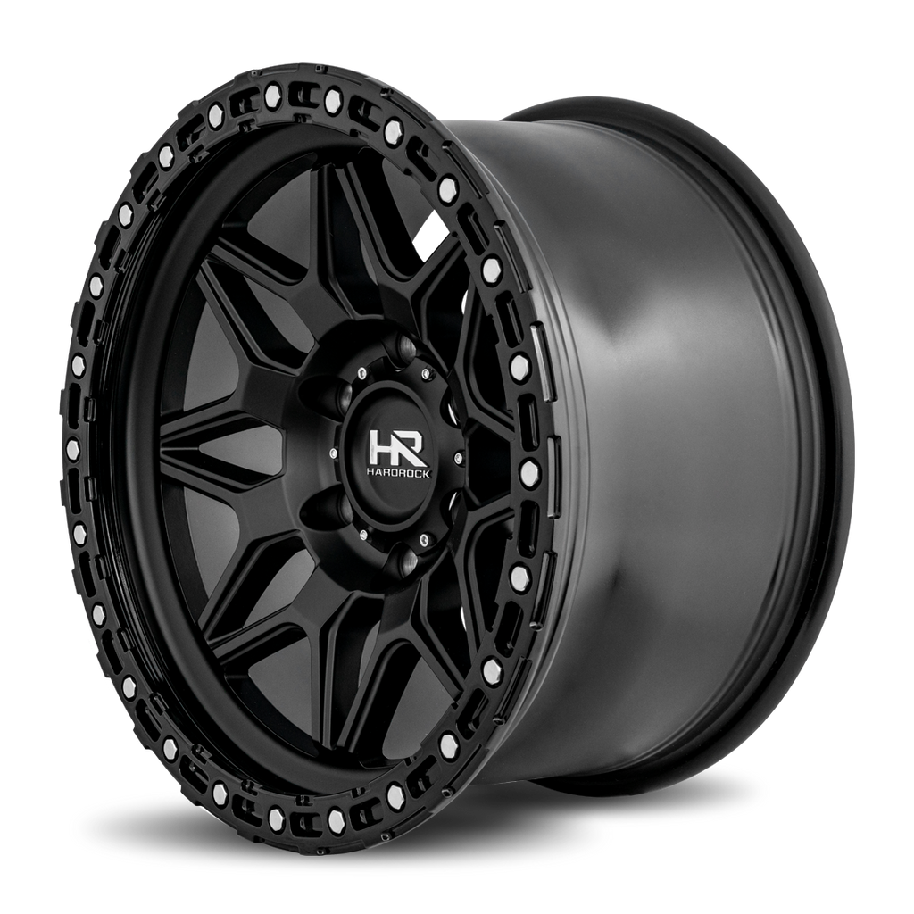 Aluminum Wheels H105 17x9 6x139.7 -12 108 Matte Black-Black B/L Hardrock Offroad