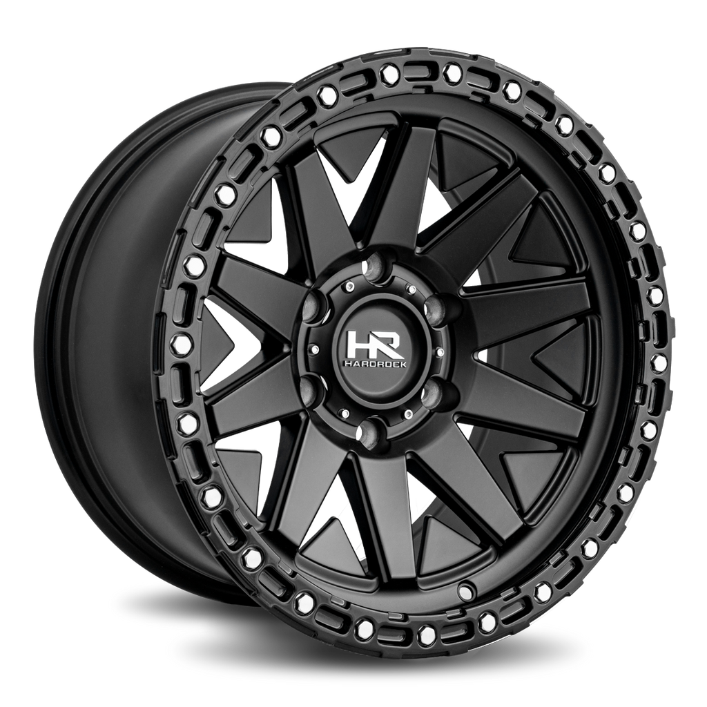 Aluminum Wheels H106 17x9 6x135 1 87.1 Matte Black-Black B/L Hardrock Offroad