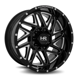Aluminum Wheels Bones XPosed 20x10 5x127 -19 78.1 Gloss Black Milled Hardrock Offroad
