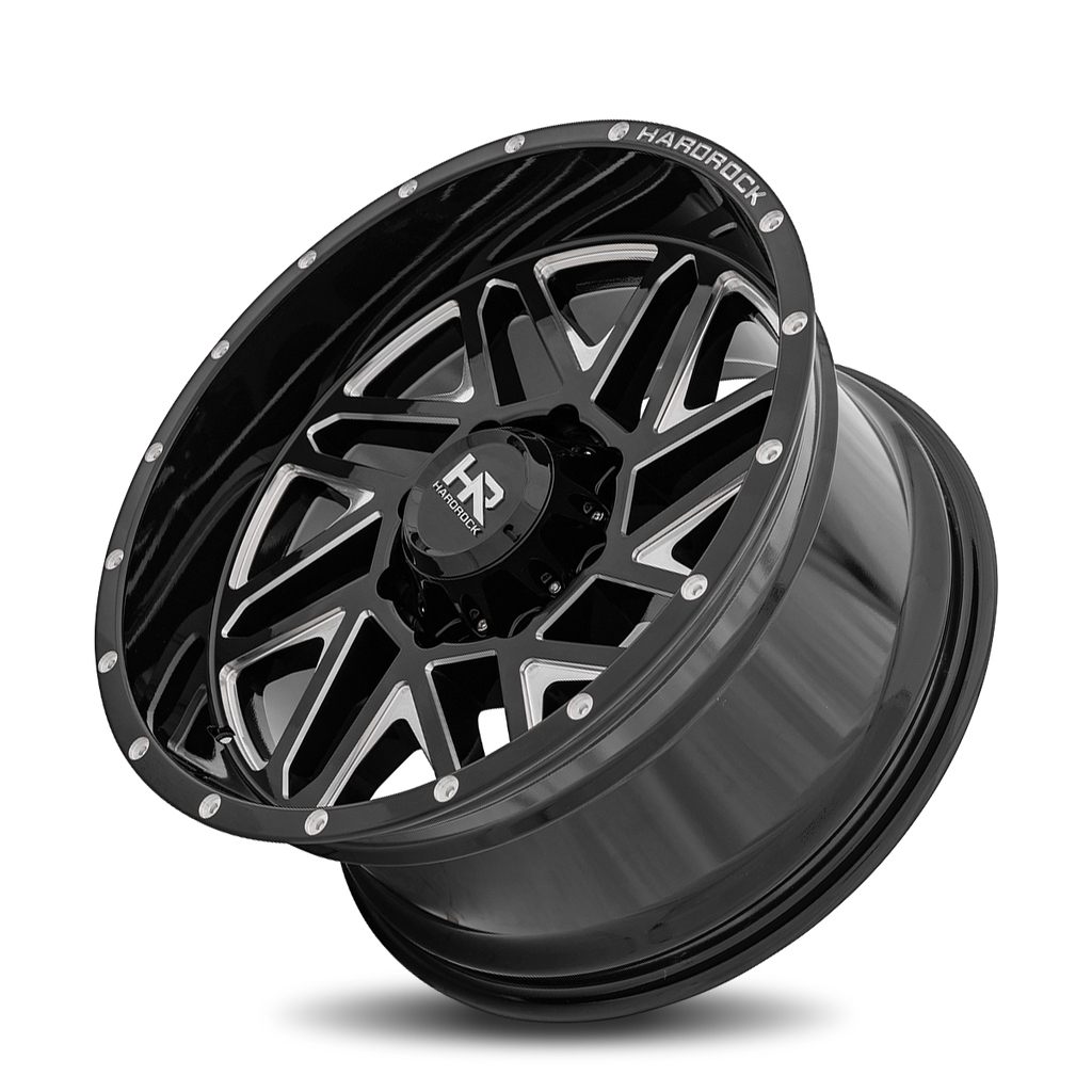 Aluminum Wheels Bones XPosed 20x10 5x127 -19 78.1 Gloss Black Milled Hardrock Offroad