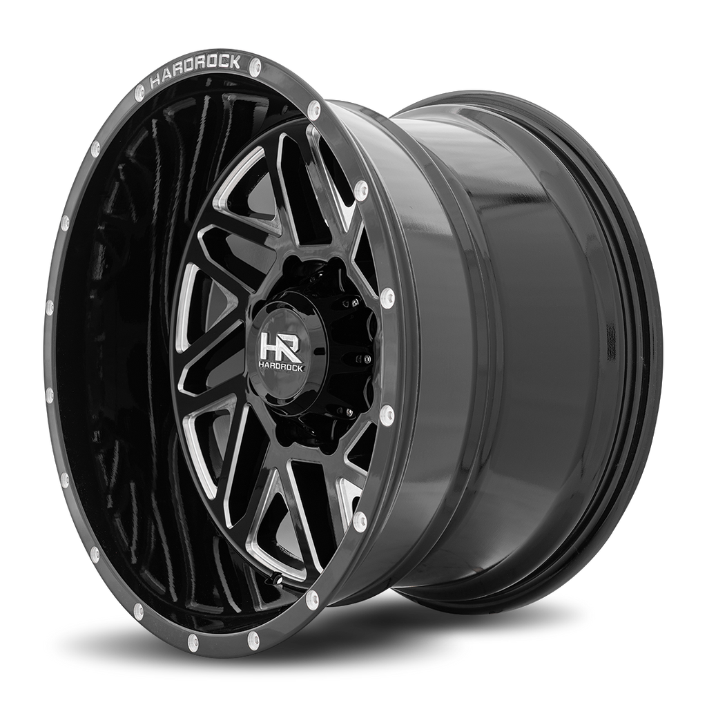 Aluminum Wheels Bones XPosed 20x12 8x165.1 -44 125.2 Gloss Black Milled Hardrock Offroad