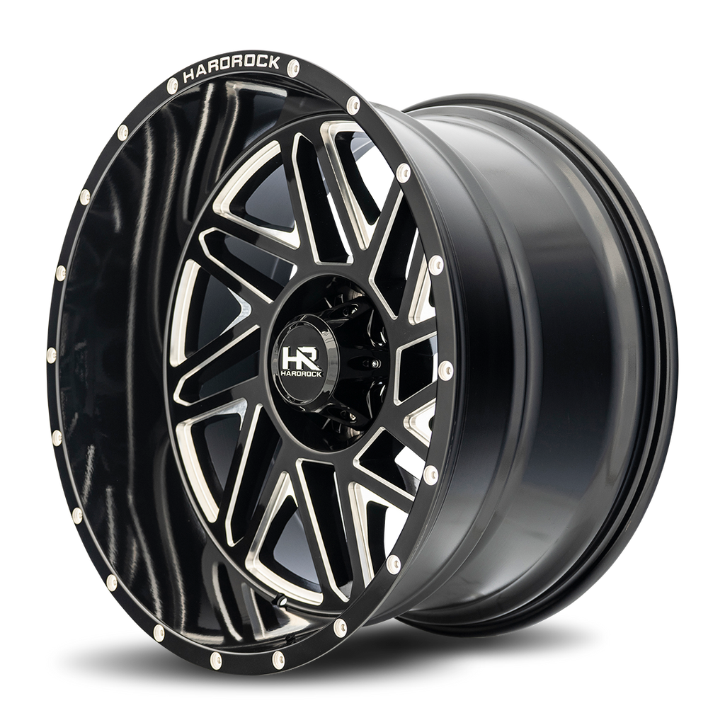 Aluminum Wheels Bones XPosed 22x12 5x150 -44 110.3 Gloss Black Milled Hardrock Offroad