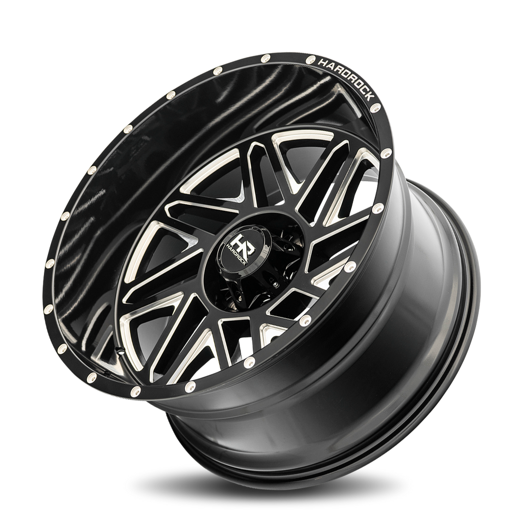 Aluminum Wheels Bones XPosed 22x12 5x150 -44 110.3 Gloss Black Milled Hardrock Offroad