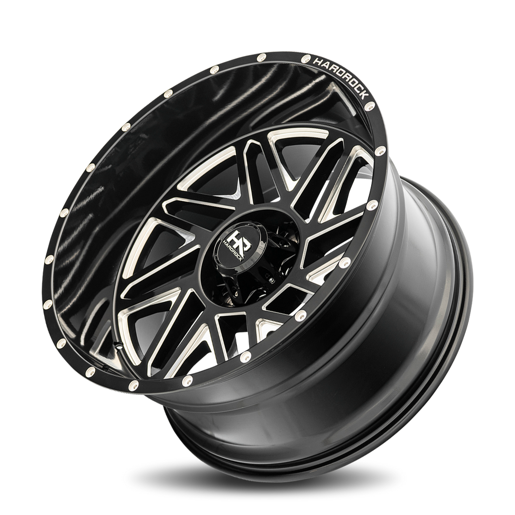 Aluminum Wheels Bones XPosed 22x12 5x127 -44 78.1 Gloss Black Milled Hardrock Offroad