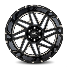Aluminum Wheels Bones XPosed 24x14 8x170 -76 125.2 Gloss Black Milled Hardrock Offroad