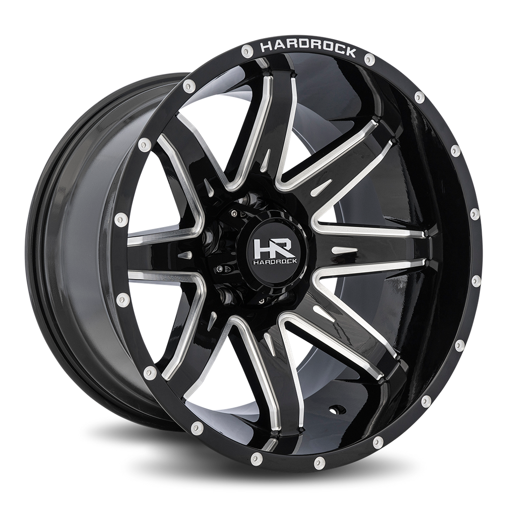 Aluminum Wheels Painkiller XPosed 20x12 5x139.7 -44 87 Gloss Black Milled Hardrock Offroad