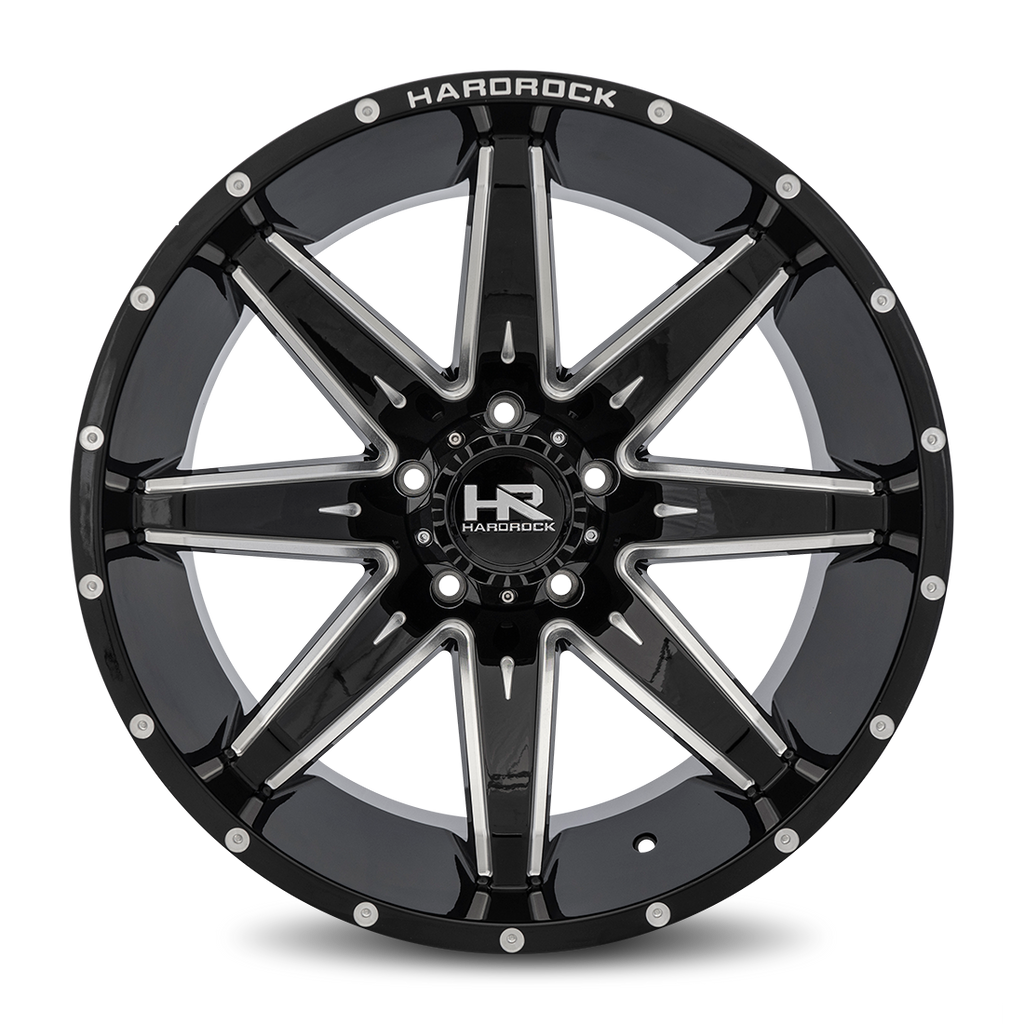 Aluminum Wheels Painkiller XPosed 22x12 6x139.7 -44 108 Gloss Black Milled Hardrock Offroad