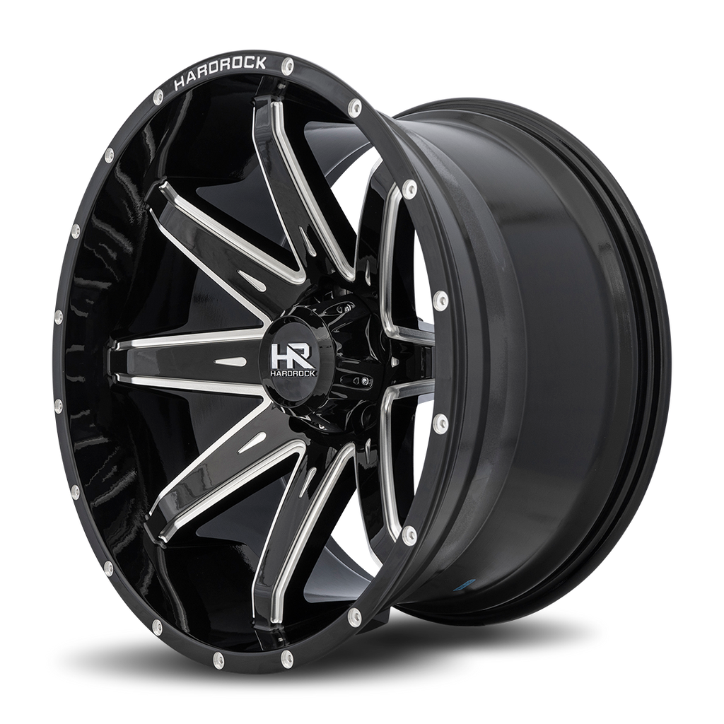 Aluminum Wheels Painkiller XPosed 22x12 6x139.7 -44 108 Gloss Black Milled Hardrock Offroad