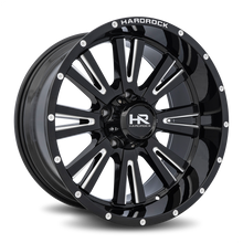 Load image into Gallery viewer, Aluminum Wheels Spine XPosed 20x10 5x150 -19 110.3 Gloss Black Milled Hardrock Offroad