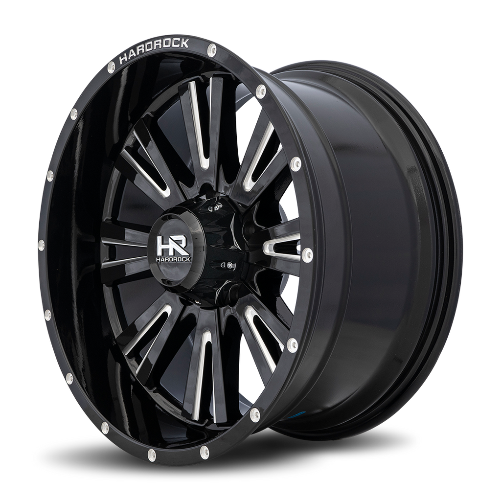 Aluminum Wheels Spine XPosed 20x10 5x150 -19 110.3 Gloss Black Milled Hardrock Offroad