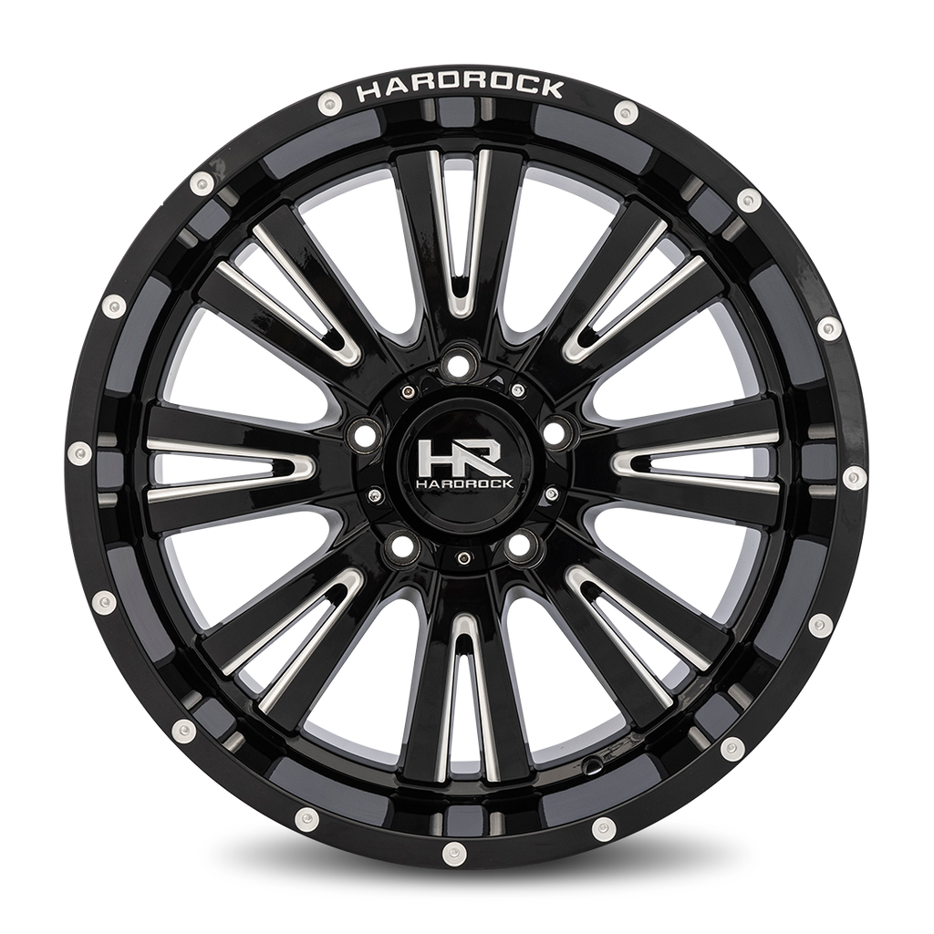 Aluminum Wheels Spine XPosed 20x10 8x180 -19 124.3 Gloss Black Milled Hardrock Offroad
