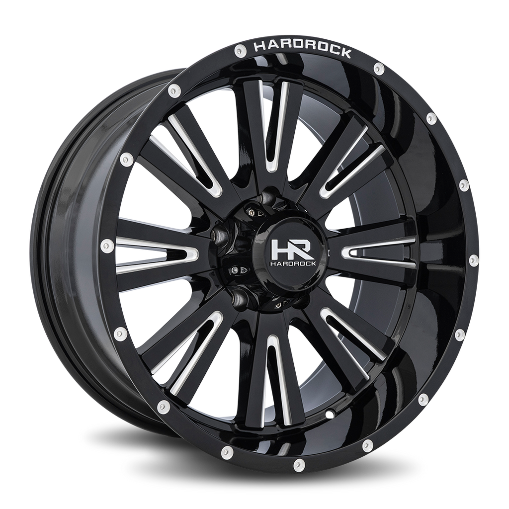 Aluminum Wheels Spine XPosed 20x10 5x139.7 -19 87 Gloss Black Milled Hardrock Offroad