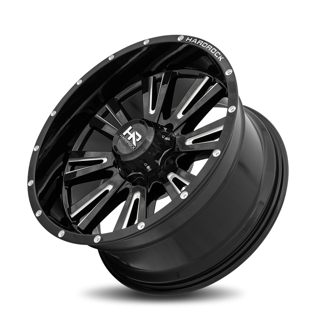 Aluminum Wheels Spine XPosed 20x10 5x139.7 -19 87 Gloss Black Milled Hardrock Offroad