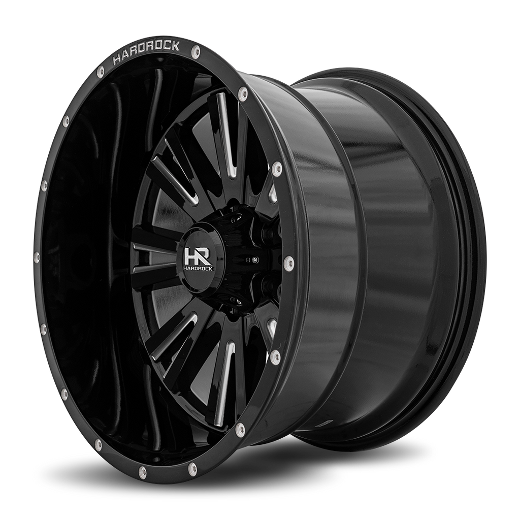 Aluminum Wheels Spine XPosed 20x12 8x170 -44 125.2 Gloss Black Milled Hardrock Offroad