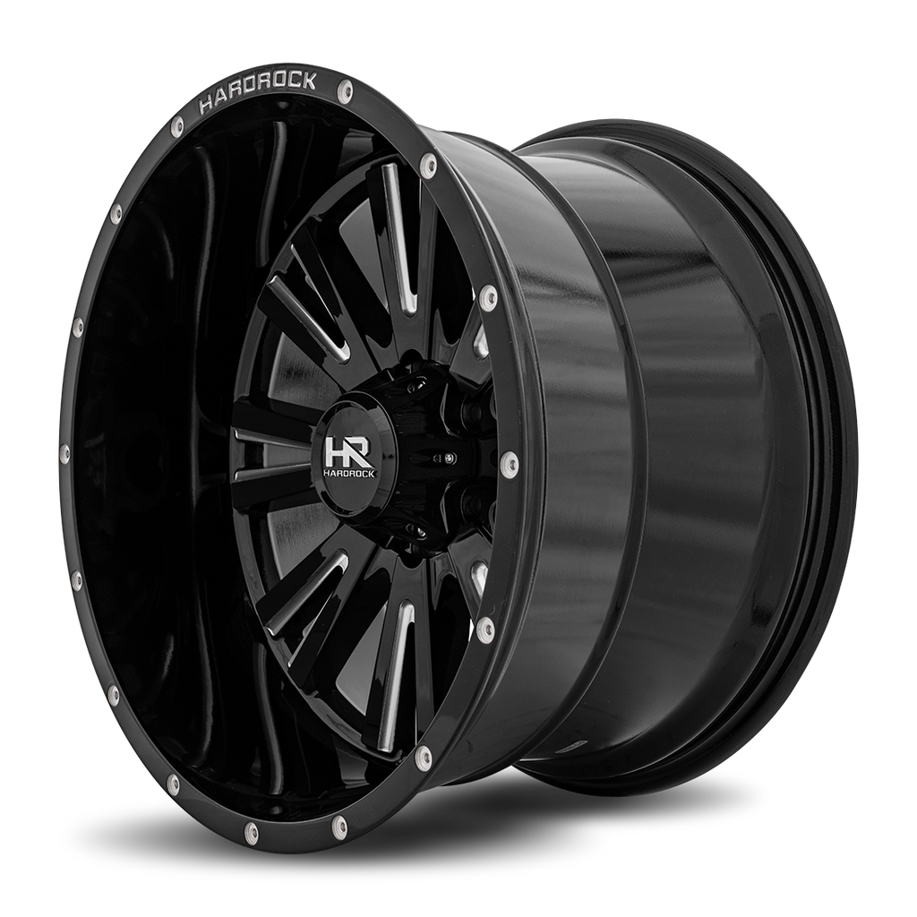 Aluminum Wheels Spine XPosed 20x12 8x165.1 -44 125.2 Gloss Black Milled Hardrock Offroad