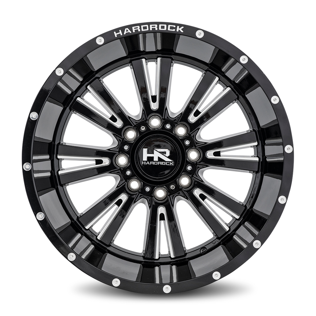 Aluminum Wheels Spine XPosed 22x12 5x150 -44 110.3 Gloss Black Milled Hardrock Offroad