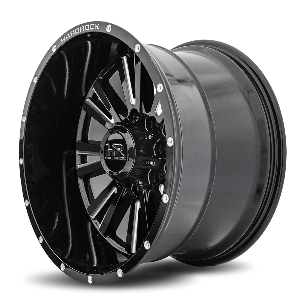 Aluminum Wheels Spine XPosed 22x12 5x150 -44 110.3 Gloss Black Milled Hardrock Offroad