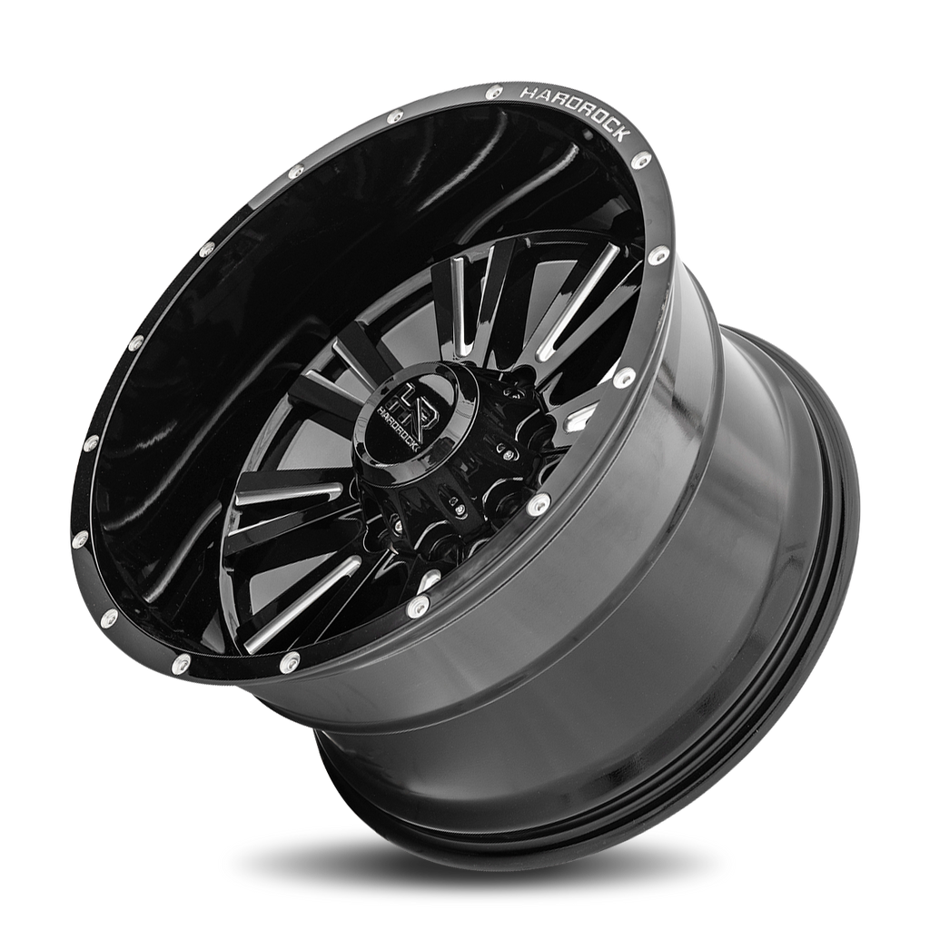 Aluminum Wheels Spine XPosed 22x12 5x150 -44 110.3 Gloss Black Milled Hardrock Offroad