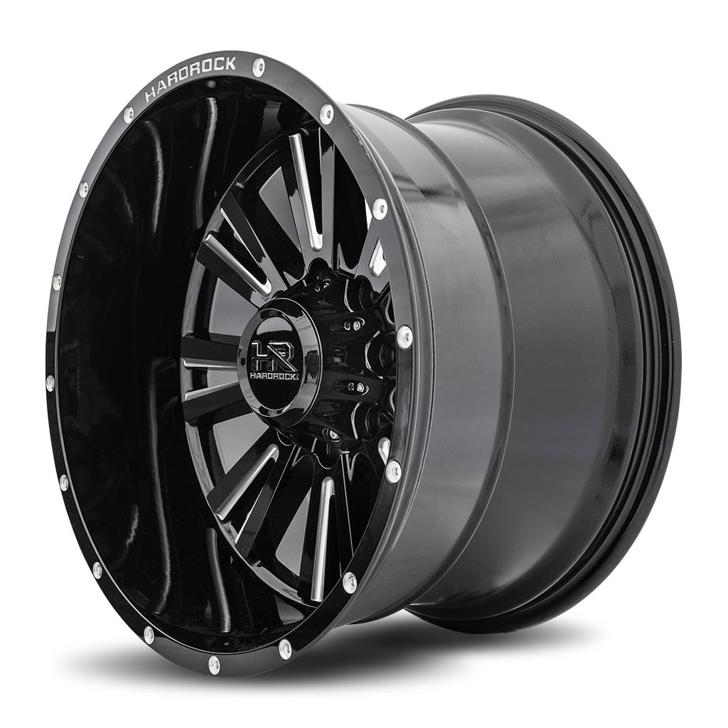 Aluminum Wheels Spine XPosed 22x12 5x127 -44 78.1 Gloss Black Milled Hardrock Offroad