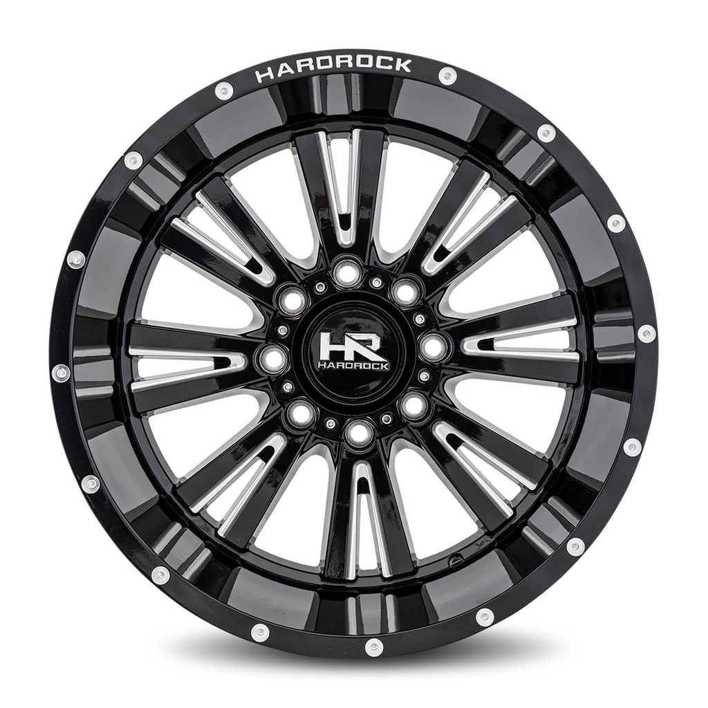 Aluminum Wheels Spine XPosed 22x12 8x165.1 -44 125.2 Gloss Black Milled Hardrock Offroad