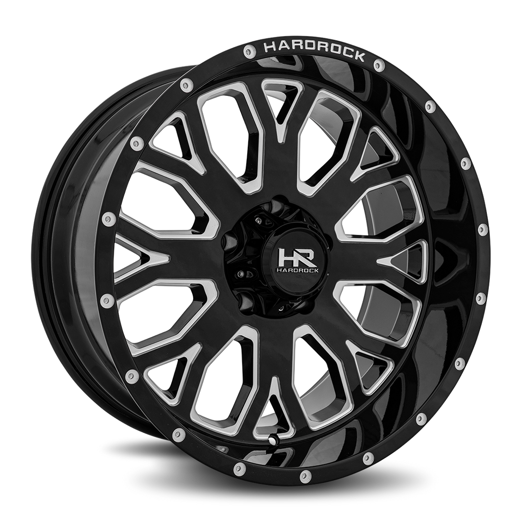 Aluminum Wheels Slammer XPosed 20x10 8x180 -19 124.3 Gloss Black Milled Hardrock Offroad