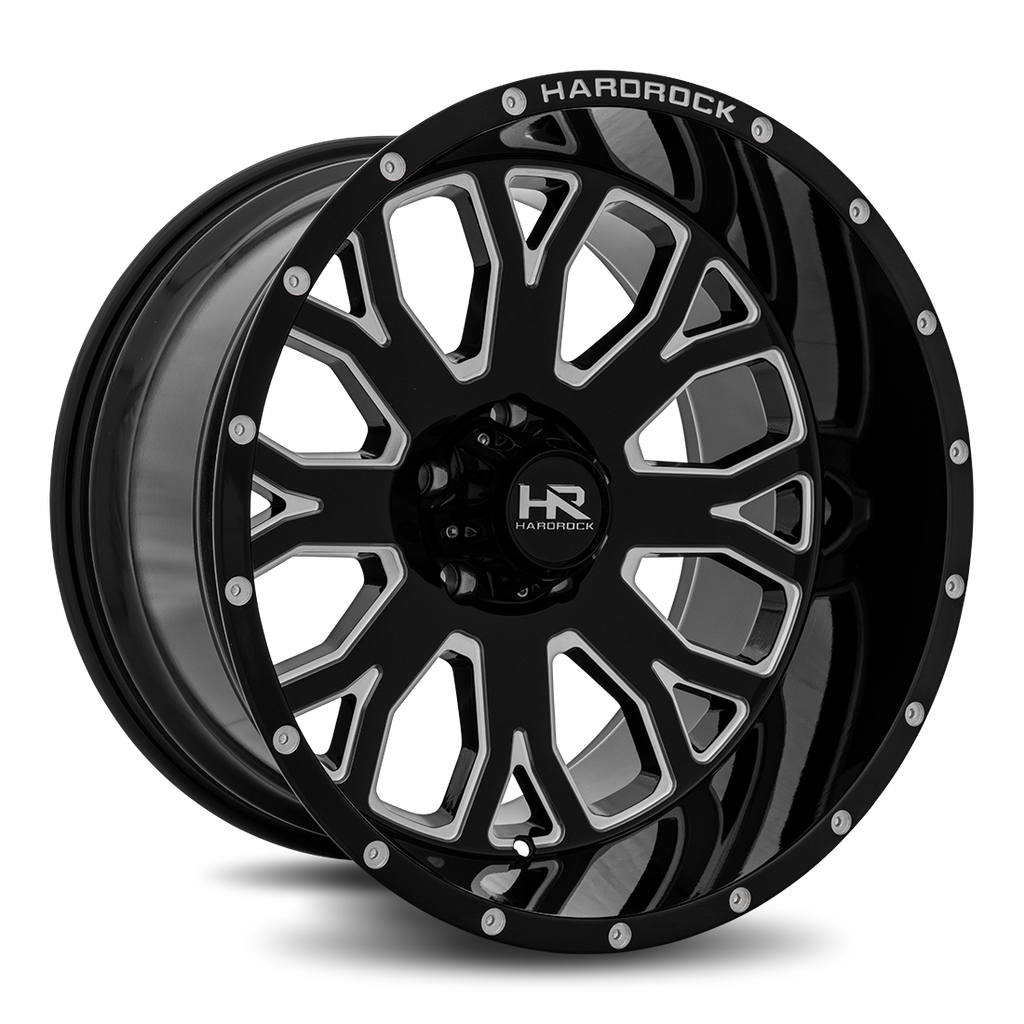 Aluminum Wheels Slammer XPosed 20x12 5x150 -44 110.3 Gloss Black Milled Hardrock Offroad