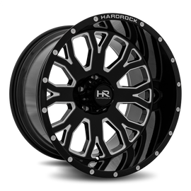 Aluminum Wheels Slammer XPosed 20x12 6x139.7 -44 108 Gloss Black Milled Hardrock Offroad
