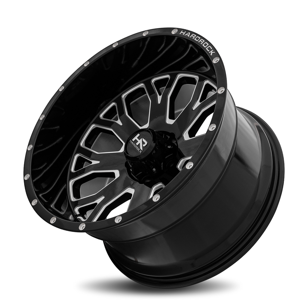 Aluminum Wheels Slammer XPosed 20x12 6x139.7 -44 108 Gloss Black Milled Hardrock Offroad