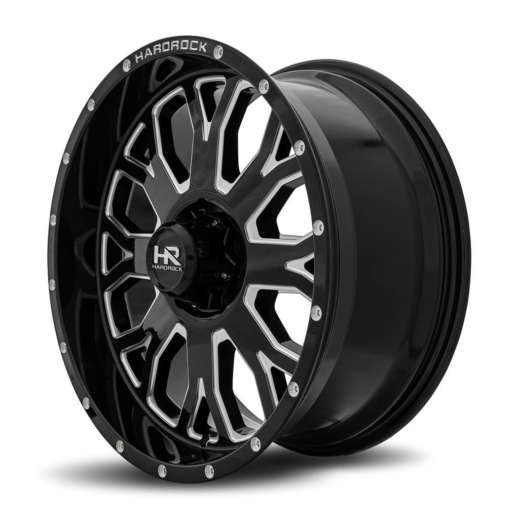 Aluminum Wheels Slammer XPosed 20x9 5x127 0 78.1 Gloss Black Milled Hardrock Offroad