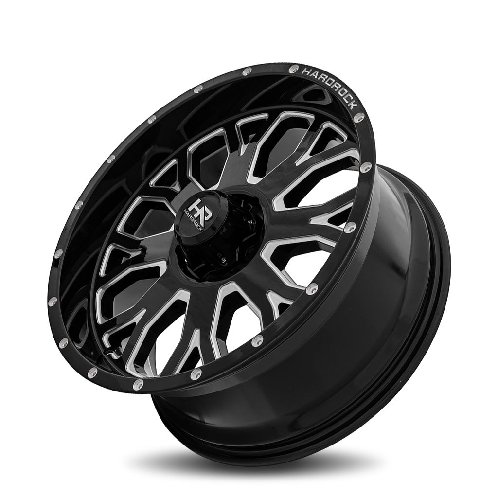 Aluminum Wheels Slammer XPosed 20x9 5x127 0 78.1 Gloss Black Milled Hardrock Offroad