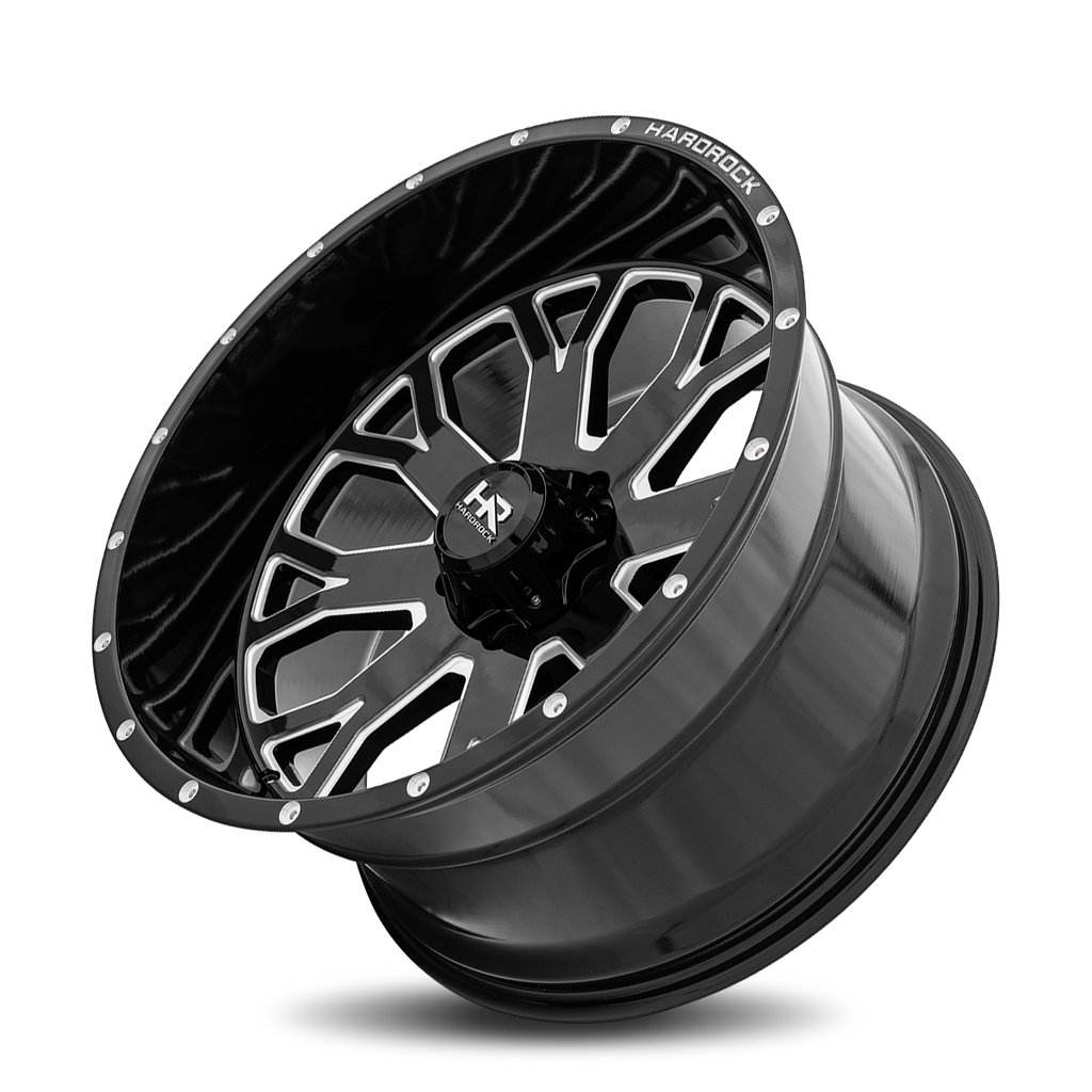Aluminum Wheels Slammer XPosed 22x12 6x135 -44 87.1 Gloss Black Milled Hardrock Offroad