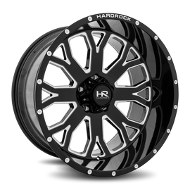 Aluminum Wheels Slammer XPosed 22x12 8x165.1 -44 125.2 Gloss Black Milled Hardrock Offroad