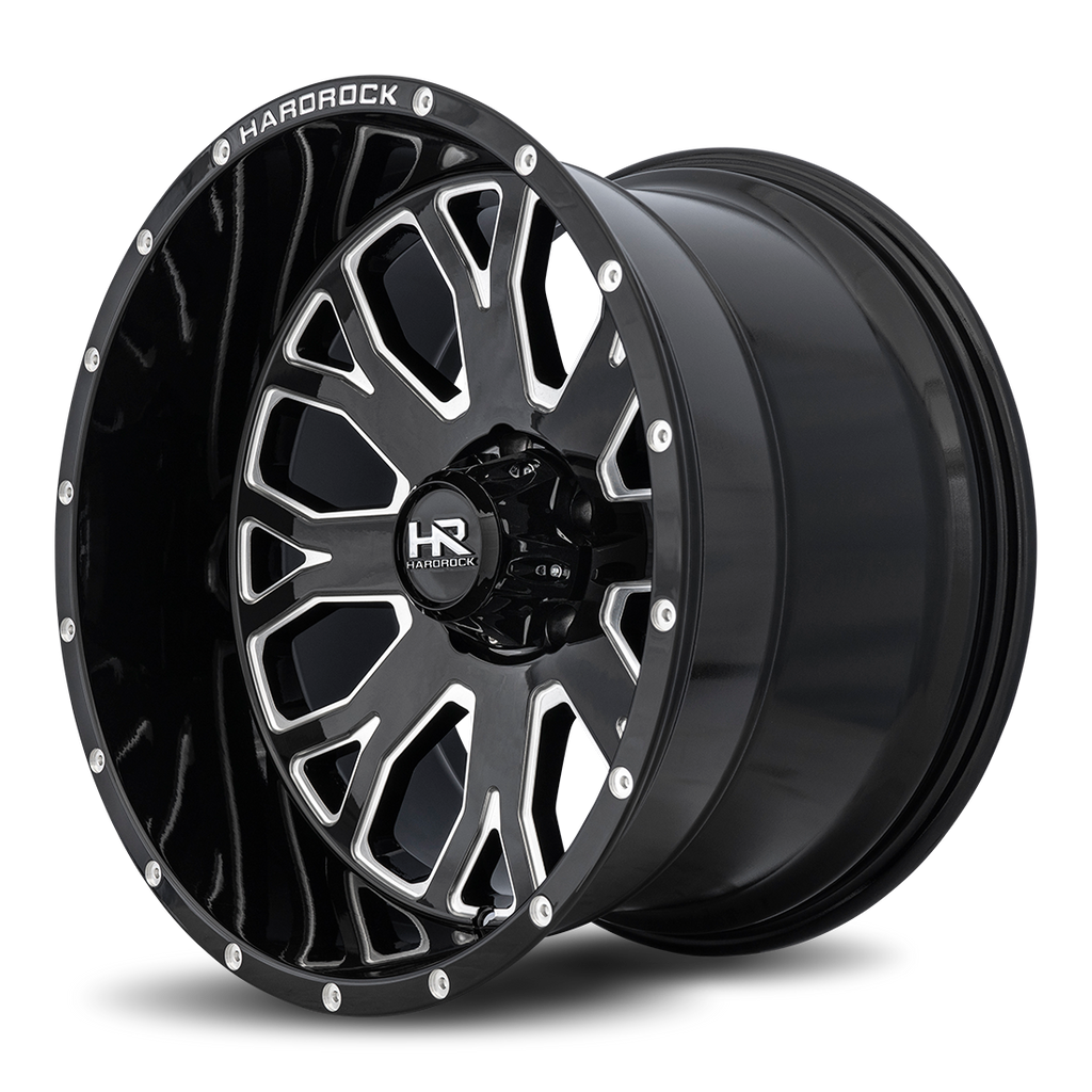 Aluminum Wheels Slammer XPosed 24x12 5x150 -44 110.3 Gloss Black Milled Hardrock Offroad