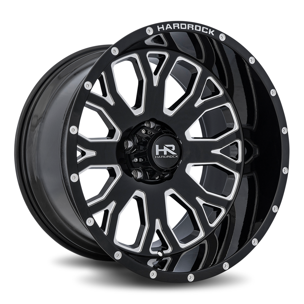 Aluminum Wheels Slammer XPosed 24x12 5x127 -44 78.1 Gloss Black Milled Hardrock Offroad