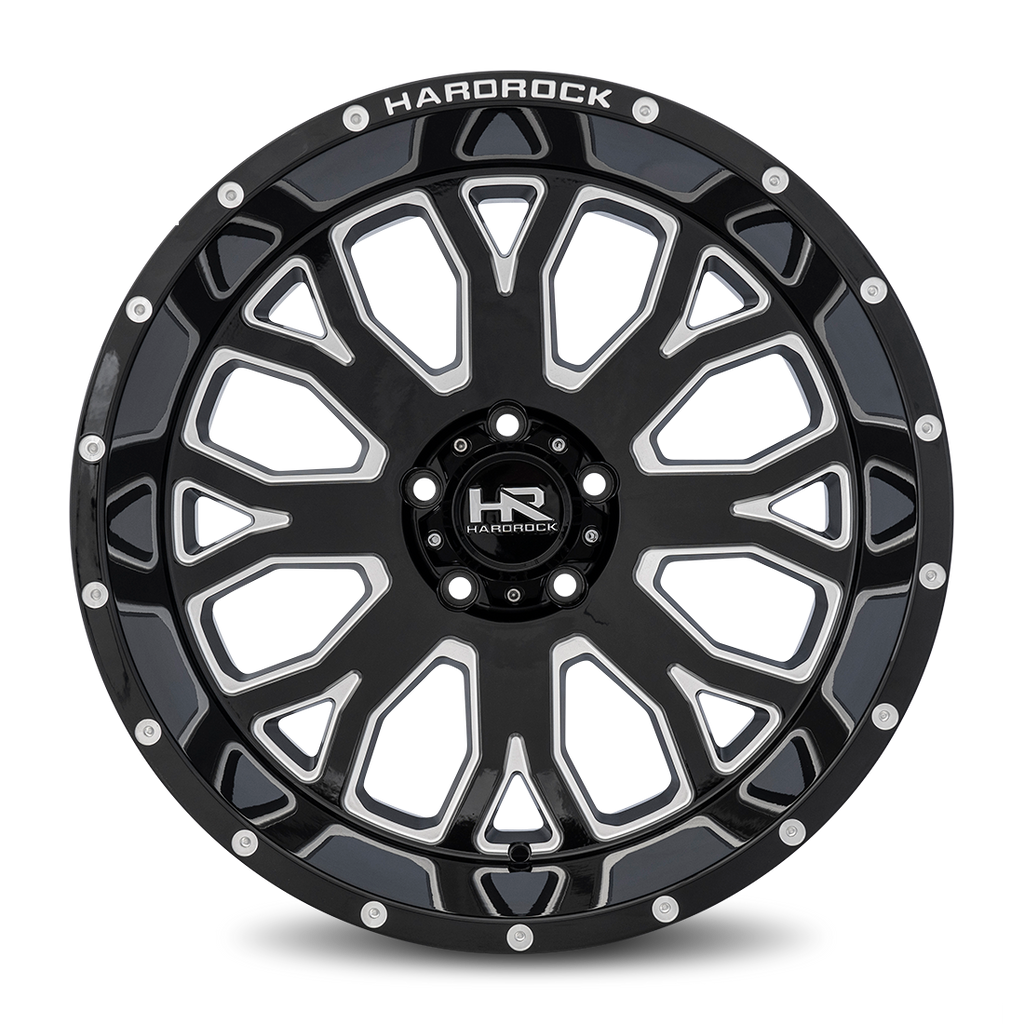 Aluminum Wheels Slammer XPosed 24x12 8x165.1 -44 125.2 Gloss Black Milled Hardrock Offroad