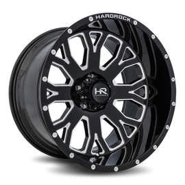Aluminum Wheels Slammer XPosed 24x14 8x180 -44 125.2 Gloss Black Milled Hardrock Offroad